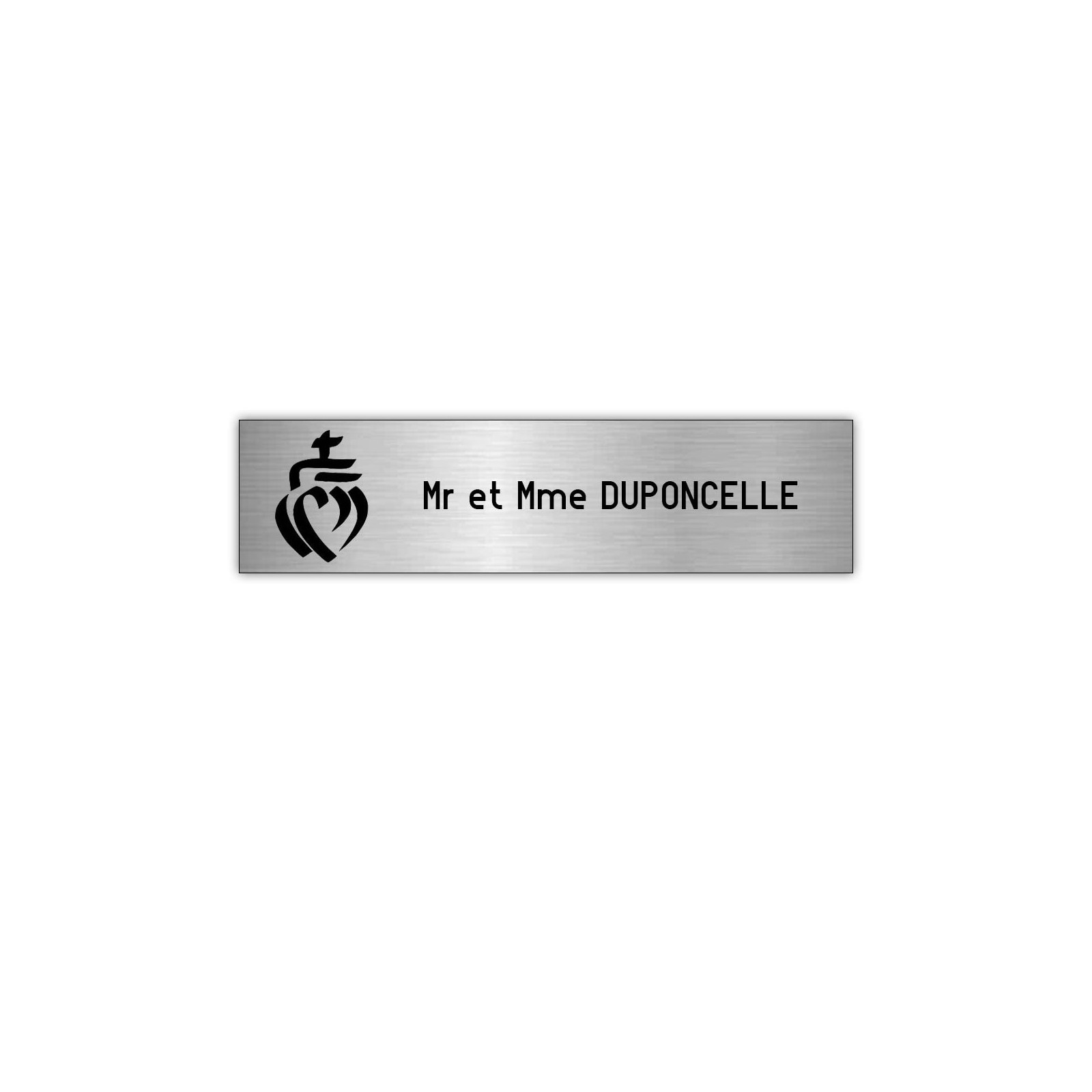 Plaque boite aux lettres Decayeux COEUR VENDEEN (100x25mm) gris argent lettres noires - 1 ligne
