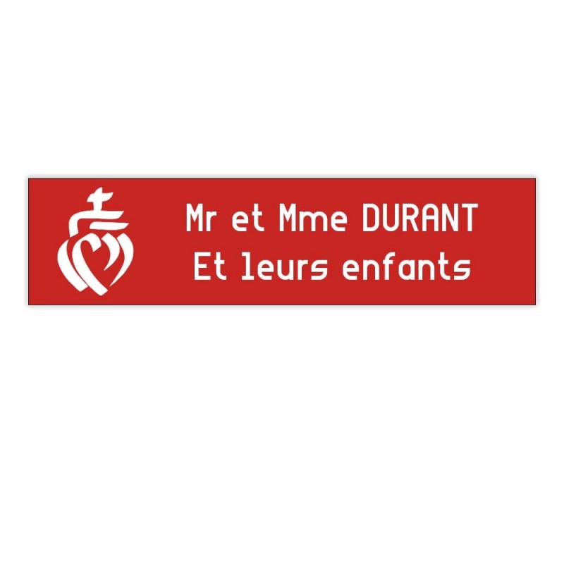 Plaque boite aux lettres Decayeux COEUR VENDEEN (100x25mm) rouge lettres blanches - 2 lignes Plaque boite aux lettres Decayeux COEUR VENDEEN (100x25mm) rouge lettres blanches - 2 lignes