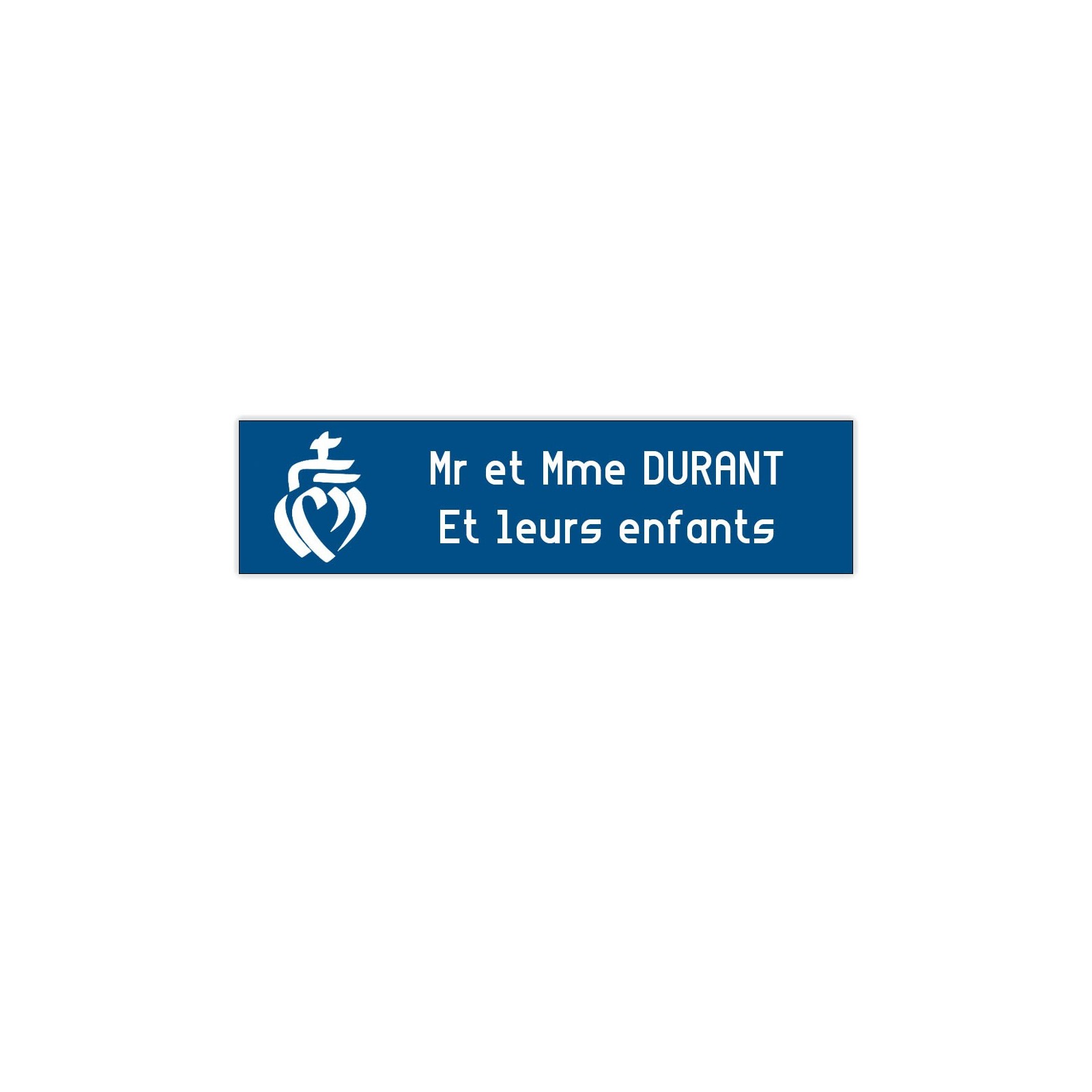 Plaque boite aux lettres Decayeux COEUR VENDEEN (100x25mm) bleue lettres blanches - 2 lignes
