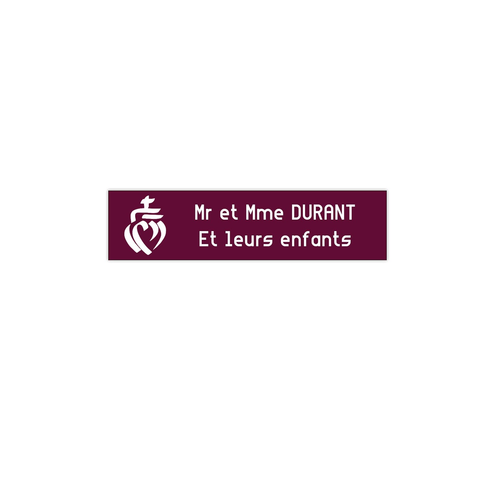 Plaque boite aux lettres Decayeux COEUR VENDEEN (100x25mm) bordeaux lettres blanches - 2 lignes