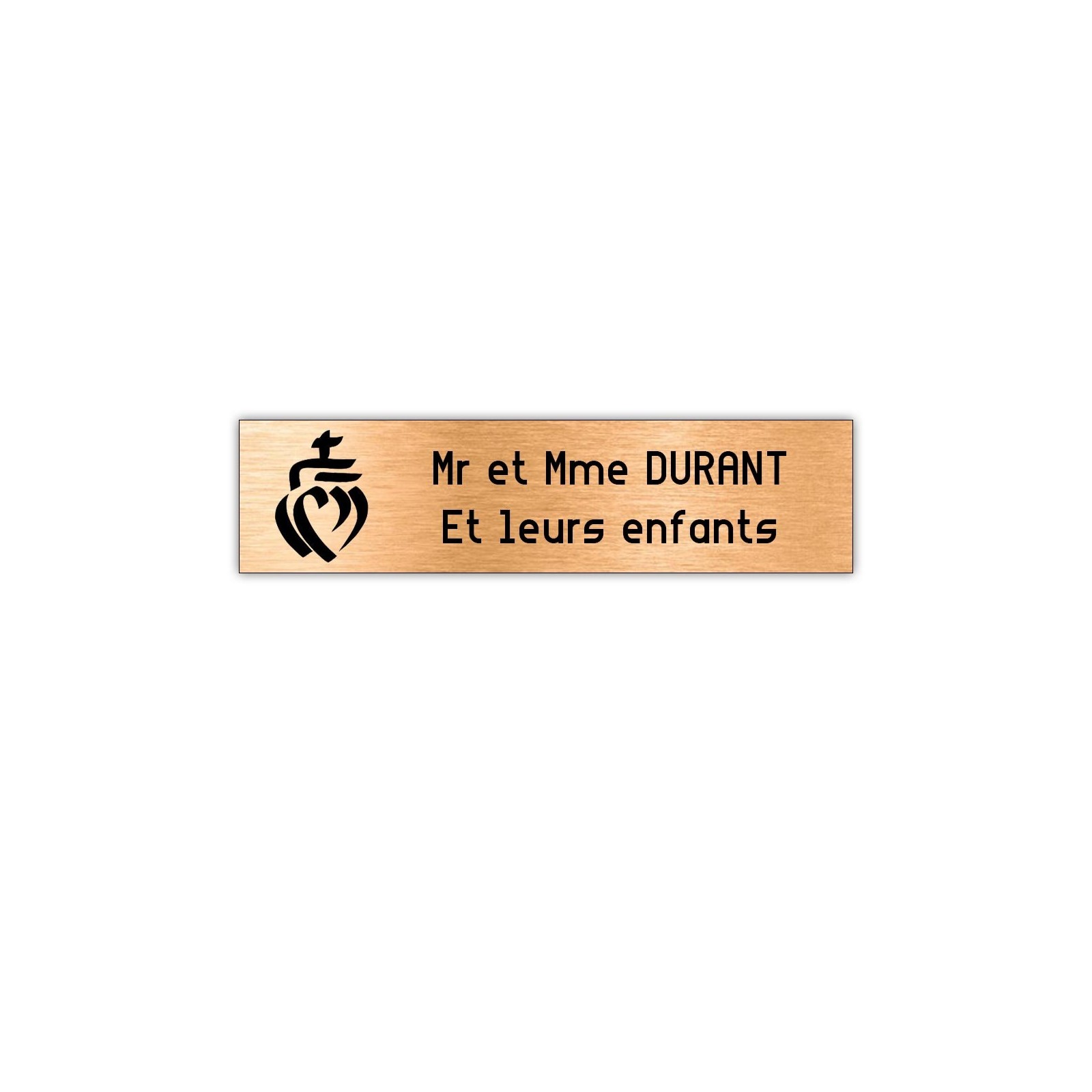 Plaque boite aux lettres Decayeux COEUR VENDEEN (100x25mm) cuivre lettres noires - 2 lignes