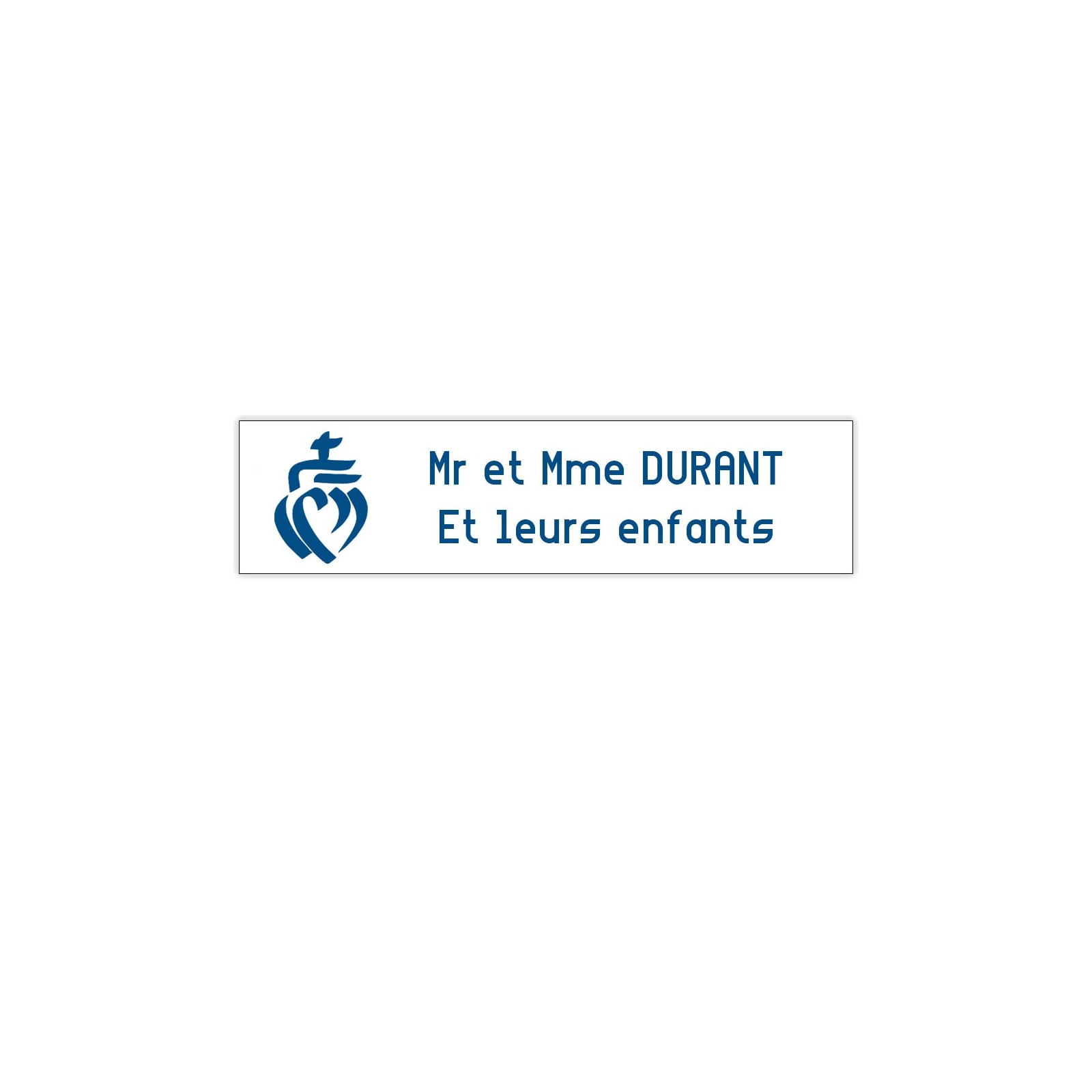 Plaque boite aux lettres Decayeux COEUR VENDEEN (100x25mm) blanche lettres bleues - 2 lignes