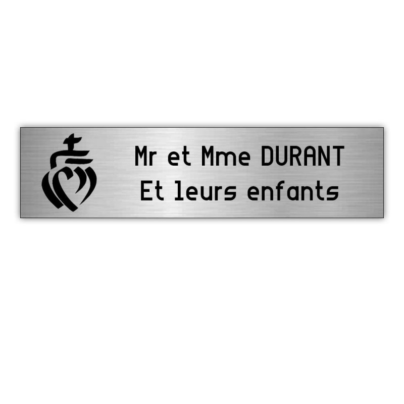 Plaque boite aux lettres Decayeux COEUR VENDEEN (100x25mm) gris argent lettres noires - 2 lignes