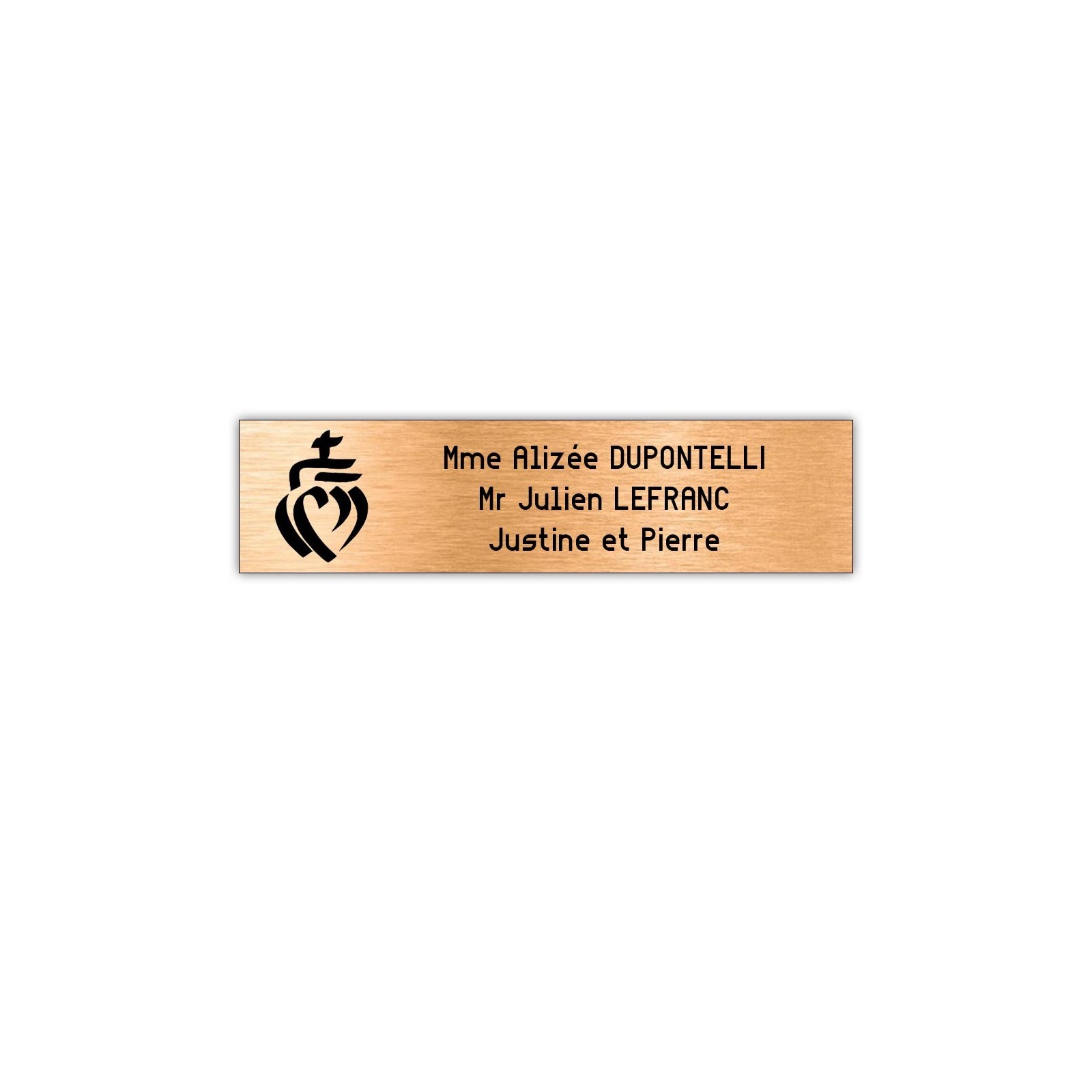 Plaque boite aux lettres Decayeux COEUR VENDEEN (100x25mm) cuivre lettres noires - 3 lignes
