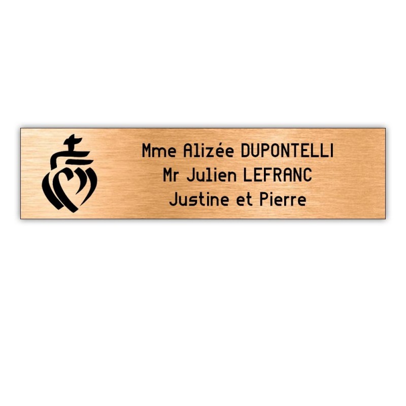 Plaque boite aux lettres Decayeux COEUR VENDEEN (100x25mm) cuivre lettres noires - 3 lignes Plaque boite aux lettres Decayeux COEUR VENDEEN (100x25mm) cuivre lettres noires - 3 lignes