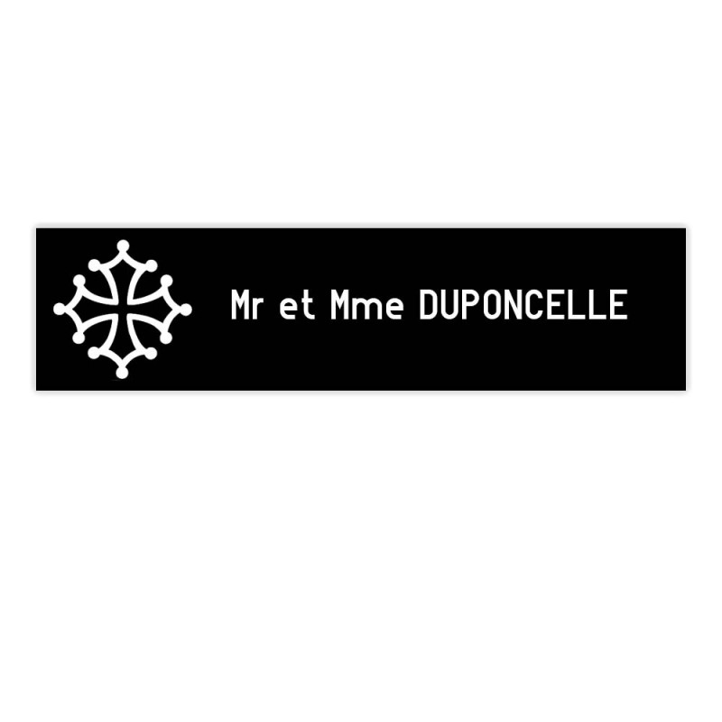 Plaque boite aux lettres Decayeux CROIX OCCITANE (100x25mm) noire lettres blanches - 1 ligne