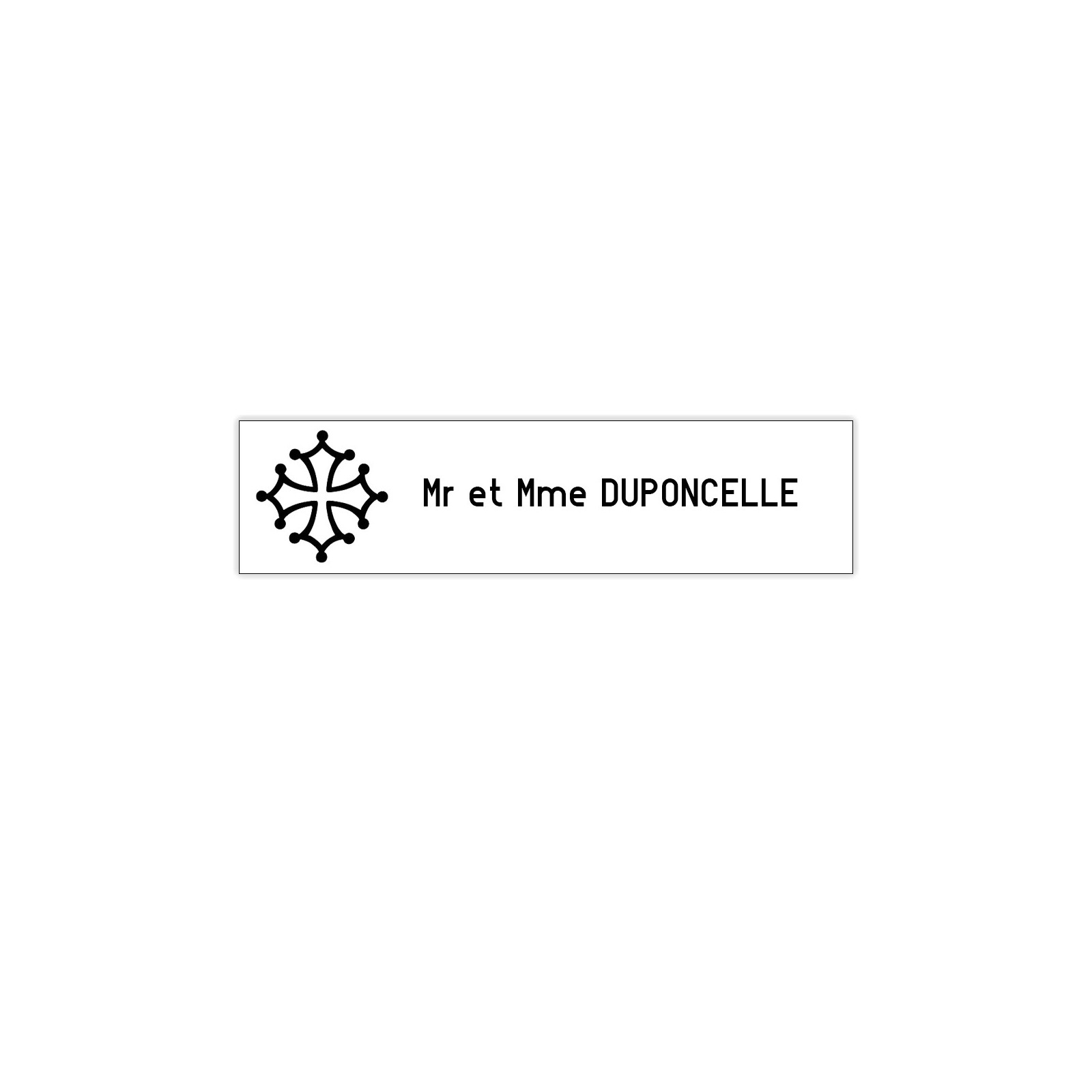 Plaque boite aux lettres Decayeux CROIX OCCITANE (100x25mm) blanche lettres noires - 1 ligne