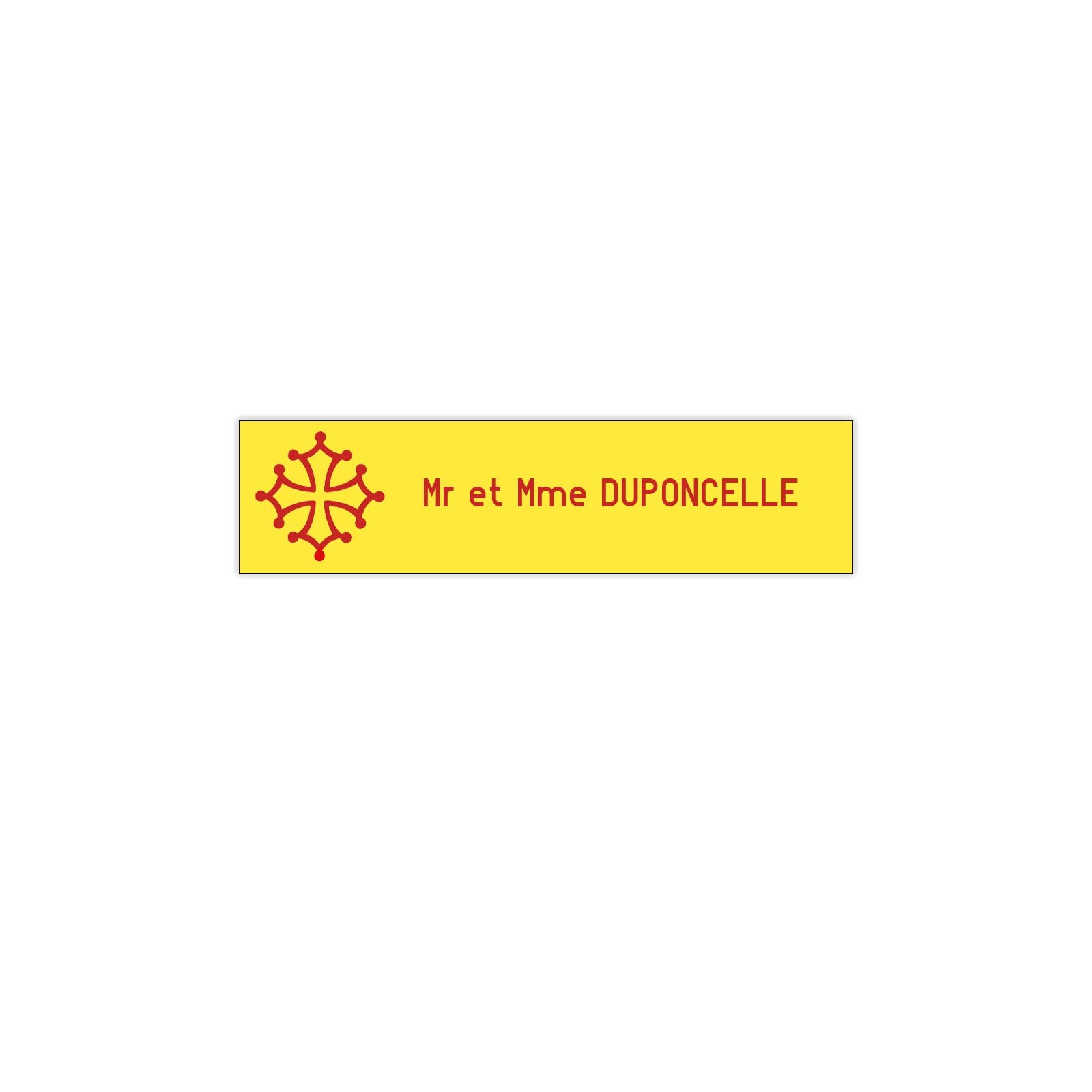 Plaque boite aux lettres Decayeux CROIX OCCITANE (100x25mm) Jaune lettres rouges - 1 ligne