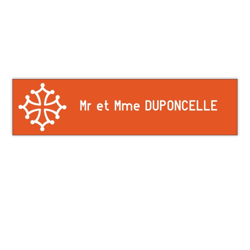 Plaque boite aux lettres Decayeux CROIX OCCITANE (100x25mm) orange lettres blanches - 1 ligne Plaque boite aux lettres Decayeux CROIX OCCITANE (100x25mm) orange lettres blanches - 1 ligne