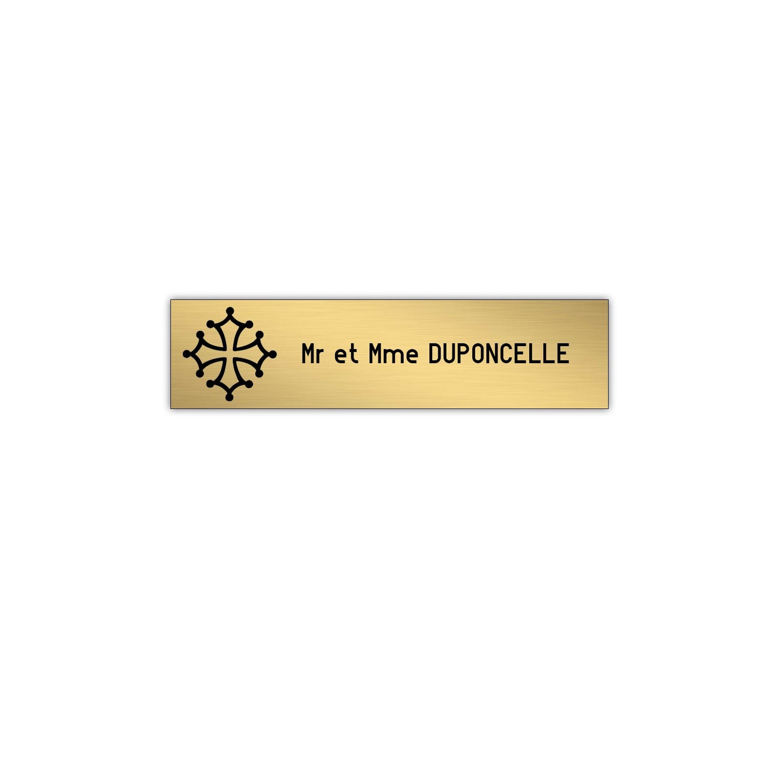 Plaque boite aux lettres Decayeux CROIX OCCITANE (100x25mm) or brossé lettres noires - 1 ligne