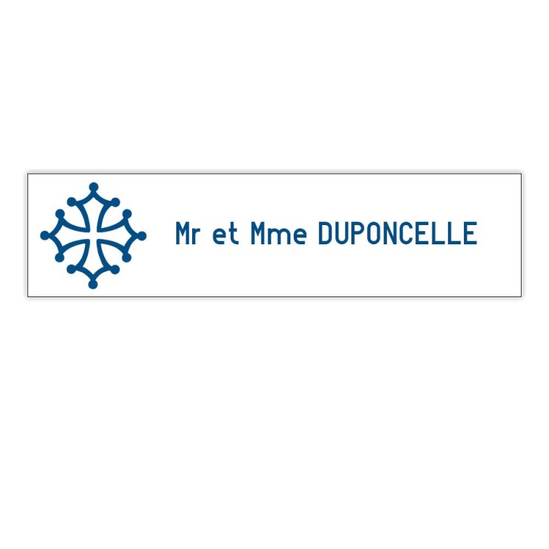 Plaque boite aux lettres Decayeux CROIX OCCITANE (100x25mm) blanche lettres bleues - 1 ligne Plaque boite aux lettres Decayeux CROIX OCCITANE (100x25mm) blanche lettres bleues - 1 ligne