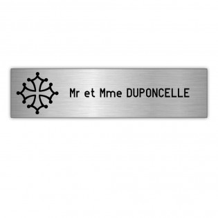 Plaque boite aux lettres Decayeux CROIX OCCITANE (100x25mm) gris argent lettres noires - 1 ligne