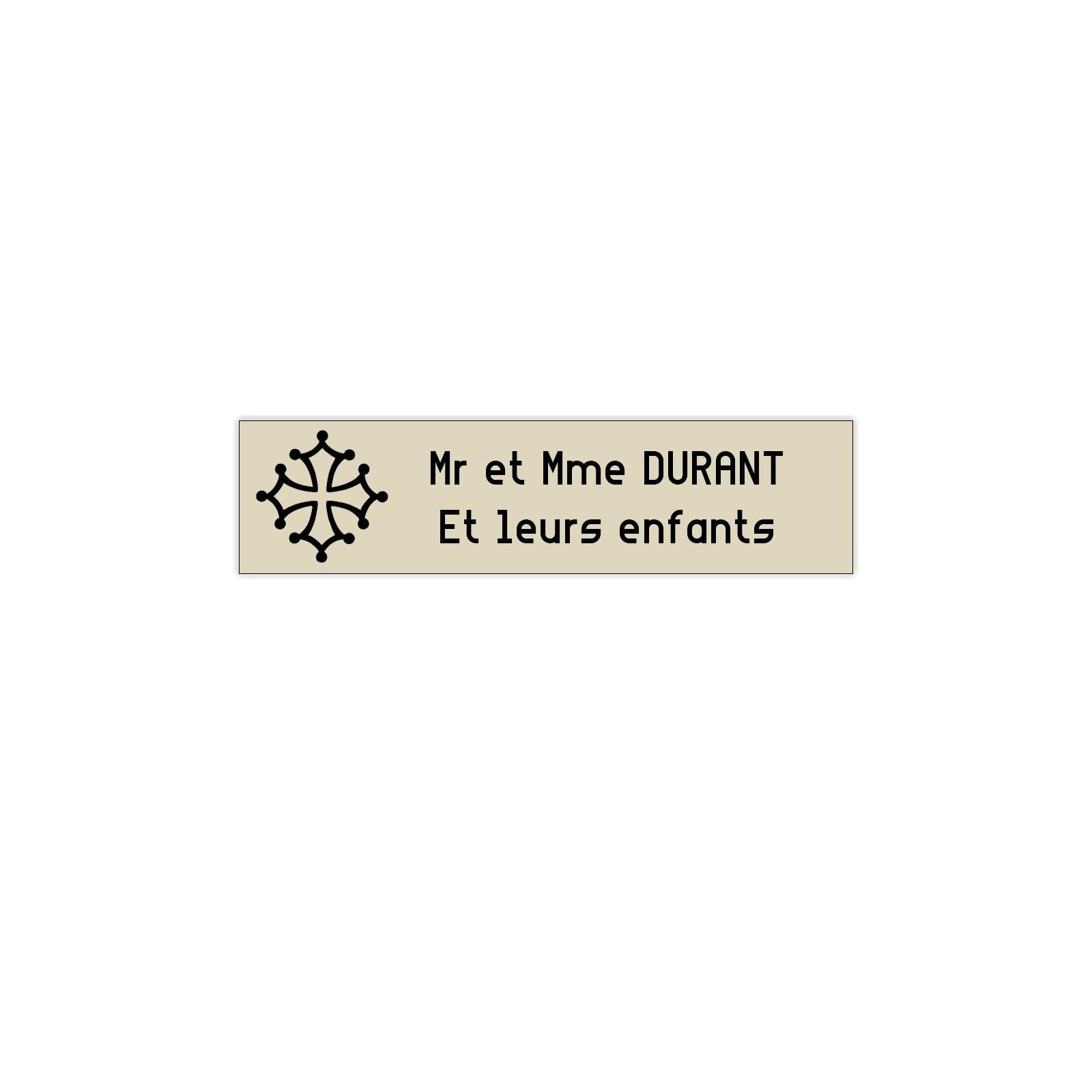 Plaque boite aux lettres Decayeux CROIX OCCITANE (100x25mm) beige lettres noires - 2 lignes