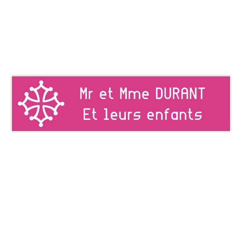 Plaque boite aux lettres Decayeux CROIX OCCITANE (100x25mm) rose lettres blanches - 2 lignes Plaque boite aux lettres Decayeux CROIX OCCITANE (100x25mm) rose lettres blanches - 2 lignes