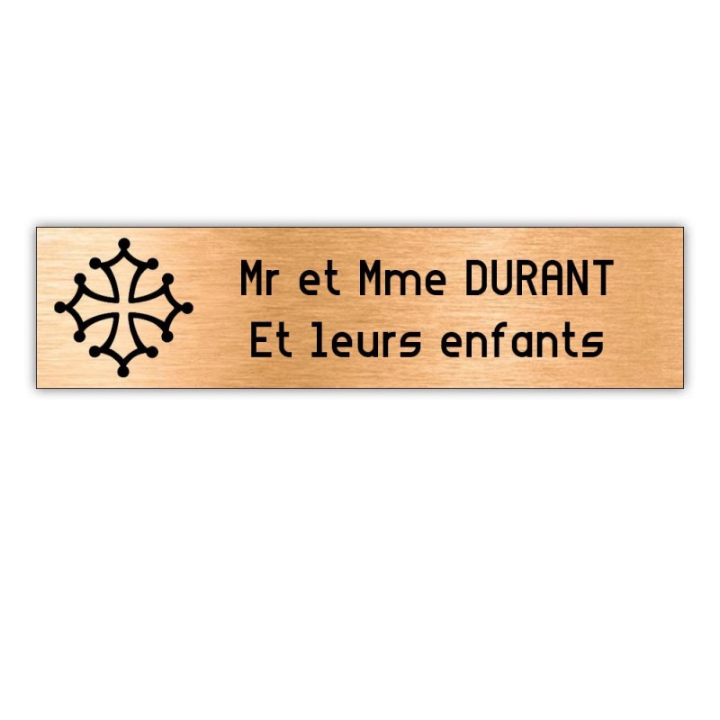 Plaque boite aux lettres Decayeux CROIX OCCITANE (100x25mm) cuivre lettres noires - 2 lignes Plaque boite aux lettres Decayeux CROIX OCCITANE (100x25mm) cuivre lettres noires - 2 lignes