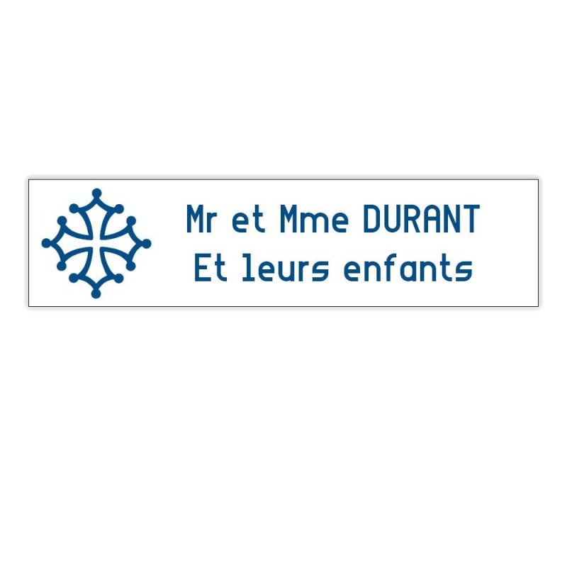 Plaque boite aux lettres Decayeux CROIX OCCITANE (100x25mm) blanche lettres bleues - 2 lignes Plaque boite aux lettres Decayeux CROIX OCCITANE (100x25mm) blanche lettres bleues - 2 lignes