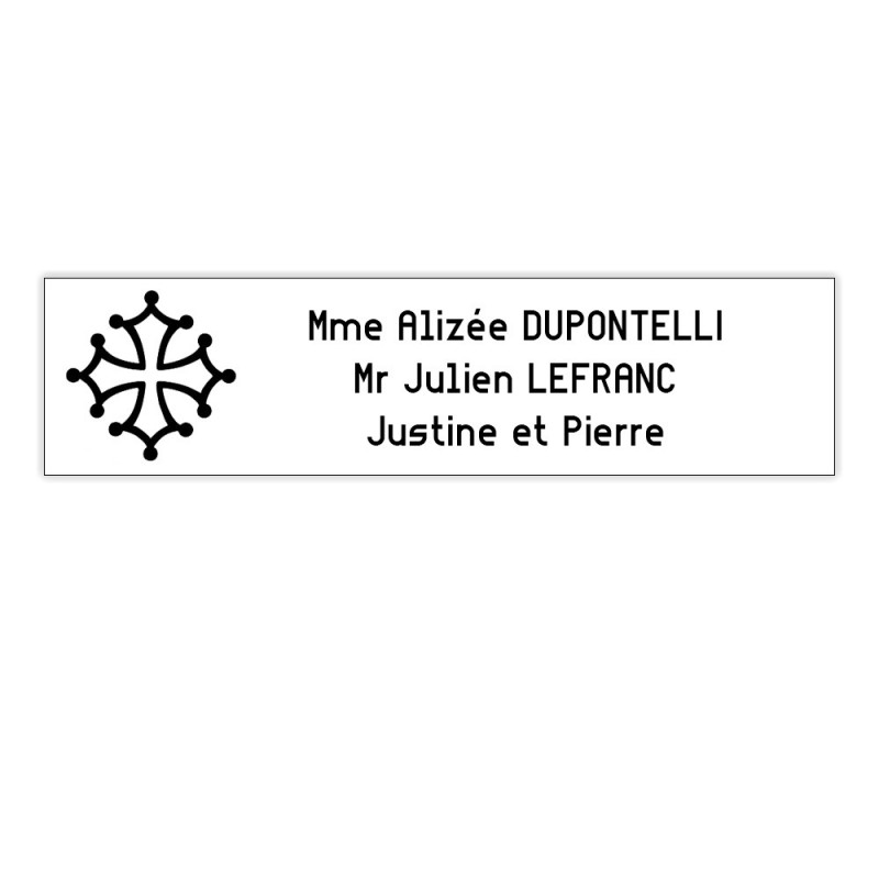Plaque boite aux lettres Decayeux CROIX OCCITANE (100x25mm) blanche lettres noires - 3 lignes Plaque boite aux lettres Decayeux CROIX OCCITANE (100x25mm) blanche lettres noires - 3 lignes