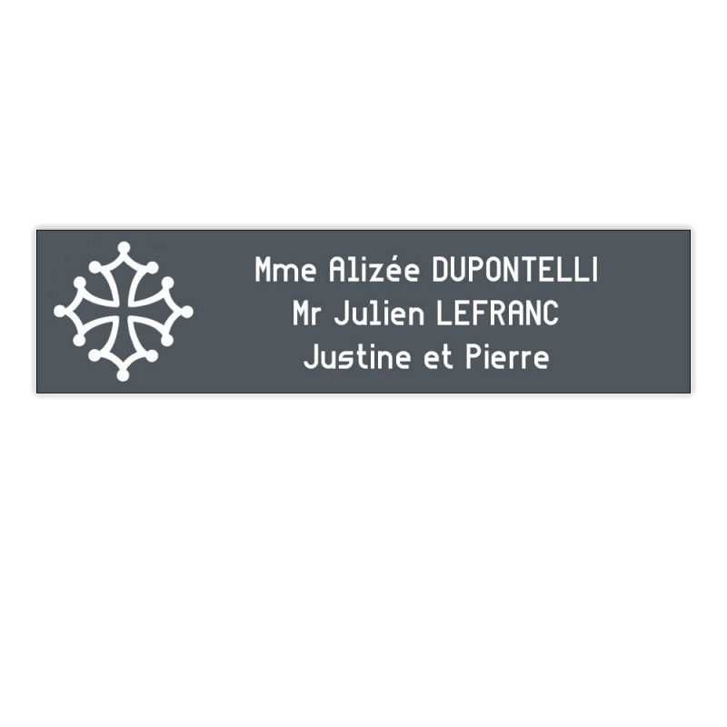 Plaque boite aux lettres Decayeux CROIX OCCITANE (100x25mm) grise lettres blanches - 3 lignes Plaque boite aux lettres Decayeux CROIX OCCITANE (100x25mm) grise lettres blanches - 3 lignes