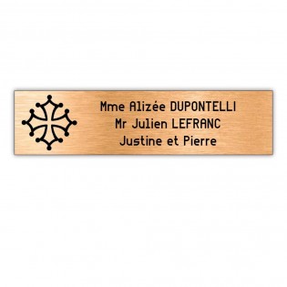 Plaque boite aux lettres Decayeux CROIX OCCITANE (100x25mm) cuivre lettres noires - 3 lignes