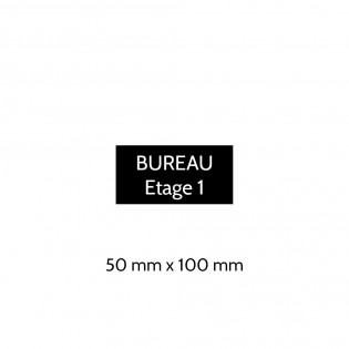 Plaque de porte gravée sur 1 à 2 lignes couleur noire lettres blanches - Format rectangle 50 x 100 mm