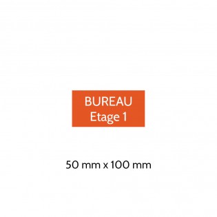 Plaque de porte gravée sur 1 à 2 lignes couleur orange lettres blanches - Format rectangle 50 x 100 mm