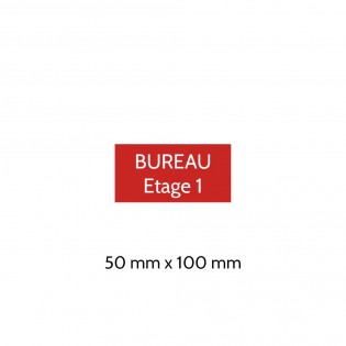 Plaque de porte gravée sur 1 à 2 lignes couleur rouge lettres blanches - Format rectangle 50 x 100 mm