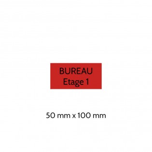Plaque de porte gravée sur 1 à 2 lignes couleur rouge lettres noires - Format rectangle 50 x 100 mm