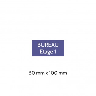 Plaque de porte gravée sur 1 à 2 lignes couleur violette lettres blanches - Format rectangle 50 x 100 mm