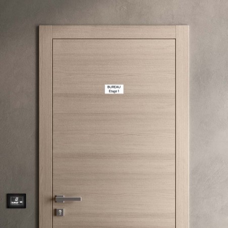 Plaque de porte gravée sur 1 à 2 lignes couleur blanche lettres noires - Format rectangle 75 x 150 mm