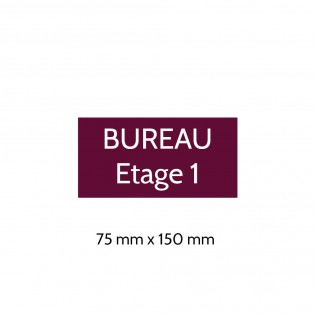 Plaque de porte gravée sur 1 à 2 lignes couleur bordeaux lettres blanches - Format rectangle 75 x 150 mm