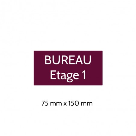 Plaque de porte gravée sur 1 à 2 lignes couleur bordeaux lettres blanches - Format rectangle 75 x 150 mm