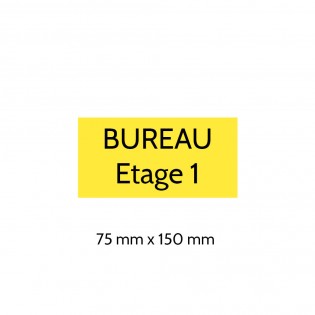 Plaque de porte gravée sur 1 à 2 lignes couleur jaune lettres noires - Format rectangle 75 x 150 mm