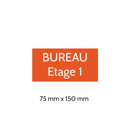 Plaque de porte gravée sur 1 à 2 lignes couleur orange lettres blanches - Format rectangle 75 x 150 mm