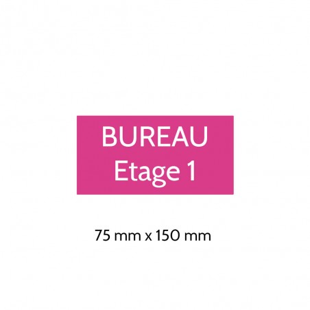 Plaque de porte gravée sur 1 à 2 lignes couleur rose lettres blanches - Format rectangle 75 x 150 mm