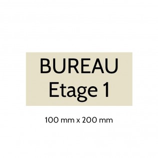 Plaque de porte gravée sur 1 à 2 lignes couleur beige lettres noires - Format rectangle 100 x 200 mm