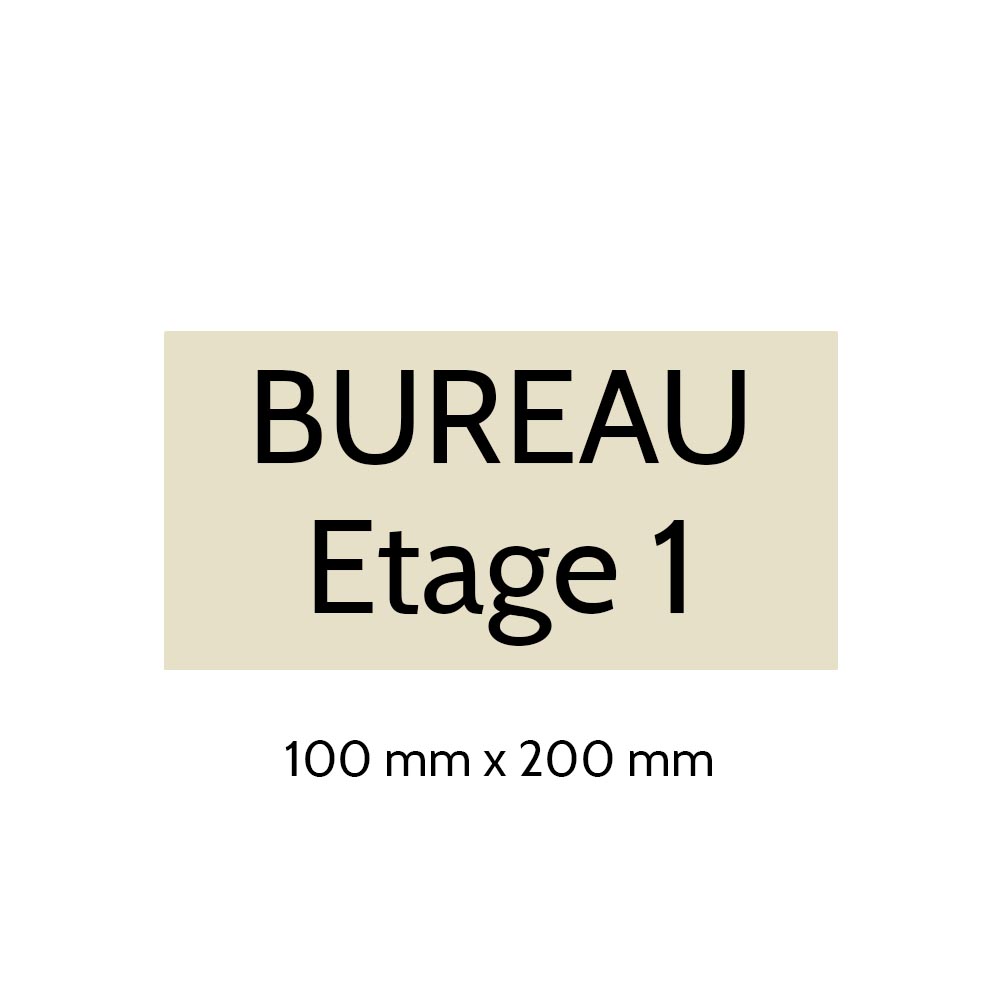Plaque de porte gravée sur 1 à 2 lignes couleur beige lettres noires - Format rectangle 100 x 200 mm