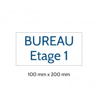 Plaque de porte gravée sur 1 à 2 lignes couleur blanche lettres bleues - Format rectangle 100 x 200 mm