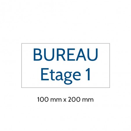 Plaque de porte gravée sur 1 à 2 lignes couleur blanche lettres bleues - Format rectangle 100 x 200 mm
