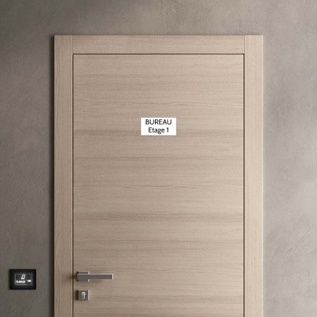 Plaque de porte gravée sur 1 à 2 lignes couleur blanche lettres noires - Format rectangle 100 x 200 mm