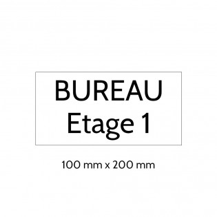 Plaque de porte gravée sur 1 à 2 lignes couleur blanche lettres noires - Format rectangle 100 x 200 mm