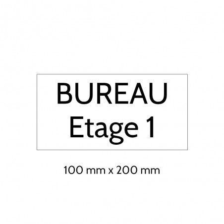 Plaque de porte gravée sur 1 à 2 lignes couleur blanche lettres noires - Format rectangle 100 x 200 mm