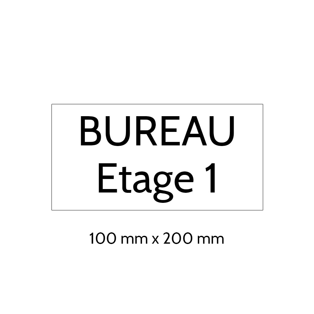 Plaque de porte gravée sur 1 à 2 lignes couleur blanche lettres noires - Format rectangle 100 x 200 mm