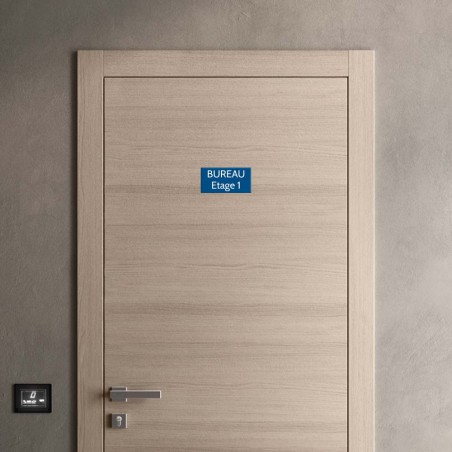 Plaque de porte gravée sur 1 à 2 lignes couleur bleue lettres blanches - Format rectangle 100 x 200 mm