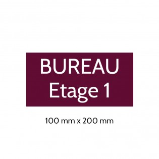 Plaque de porte gravée sur 1 à 2 lignes couleur bordeaux lettres blanches - Format rectangle 100 x 200 mm