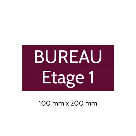Plaque de porte gravée sur 1 à 2 lignes couleur bordeaux lettres blanches - Format rectangle 100 x 200 mm