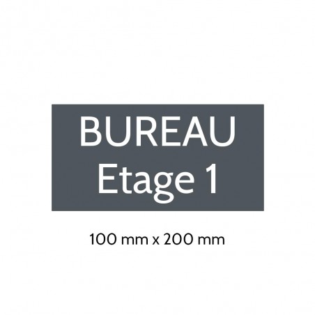 Plaque de porte gravée sur 1 à 2 lignes couleur grise lettres blanches - Format rectangle 100 x 200 mm