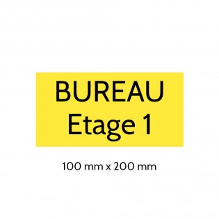 Plaque de porte gravée sur 1 à 2 lignes couleur jaune lettres noires - Format rectangle 100 x 200 mm