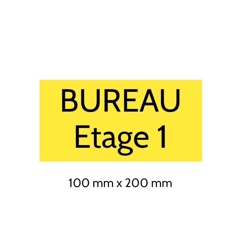 Plaque de porte gravée sur 1 à 2 lignes couleur jaune lettres noires - Format rectangle 100 x 200 mm
