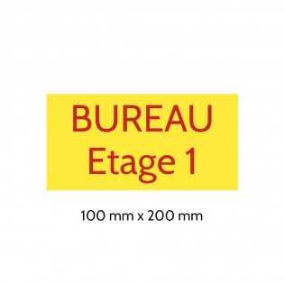 Plaque de porte gravée sur 1 à 2 lignes couleur Jaune lettres rouges - Format rectangle 100 x 200 mm