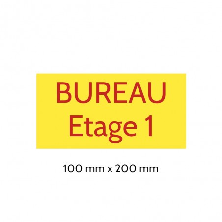 Plaque de porte gravée sur 1 à 2 lignes couleur Jaune lettres rouges - Format rectangle 100 x 200 mm
